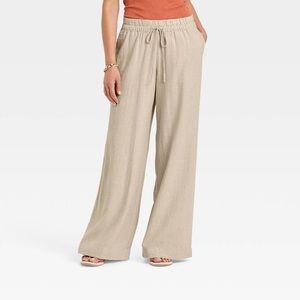 High-rise Wide Leg Linen Pants